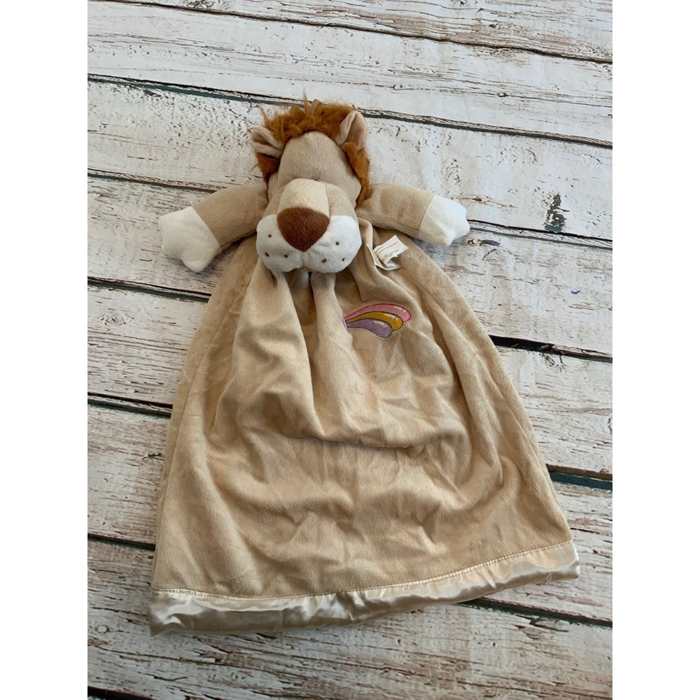Dan Dee Lion Baby Security Blanket Rainbow Lovey Tan Satin Trim Plush